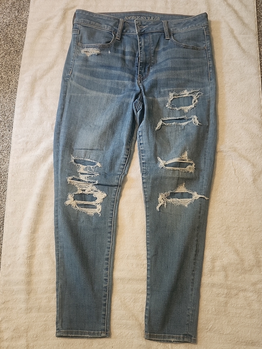 American Eagle Outfitters Womens Light Blue Ripped Skinny Jeans